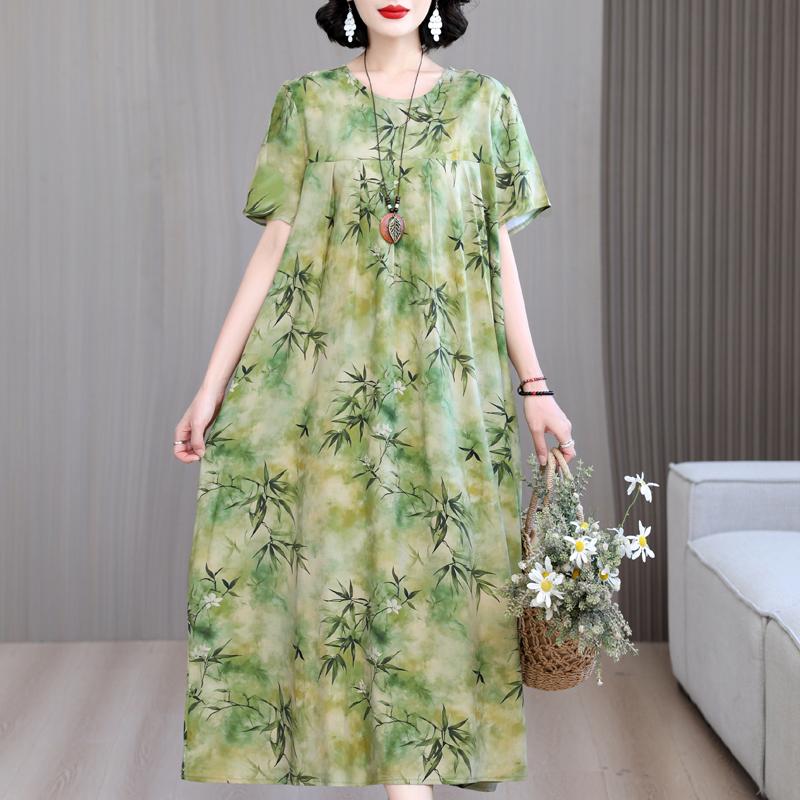 Women's Loose Dresses Elegant Plus Size Short Sleeve Casual Summer Oversize Long Dress Female Vintage Clothes