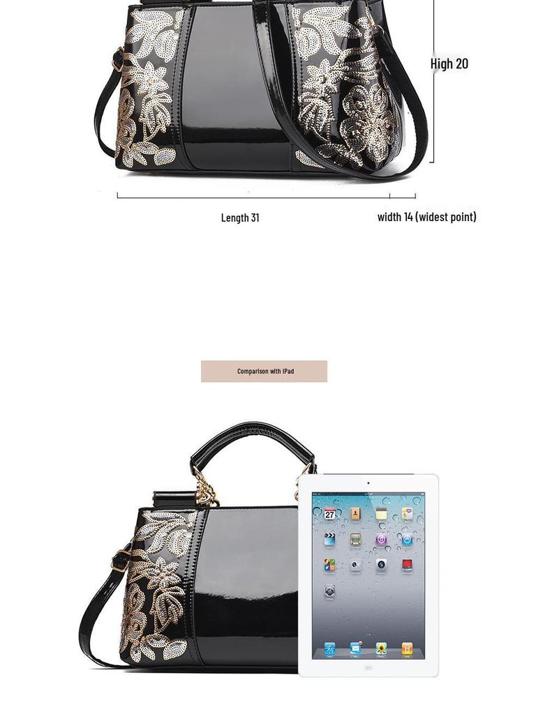 Borsa da Sposa Laccata Lucida 2025 - Stile Europeo e Americano, Borsa a Spalla/Crossbody di Grande Capacità