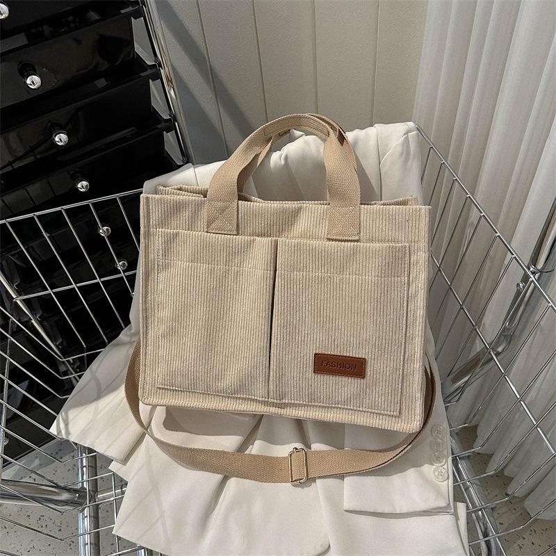 Corduroy large-capacity fashion handbag spring and summer new models are popular now shoulder bag tote bag