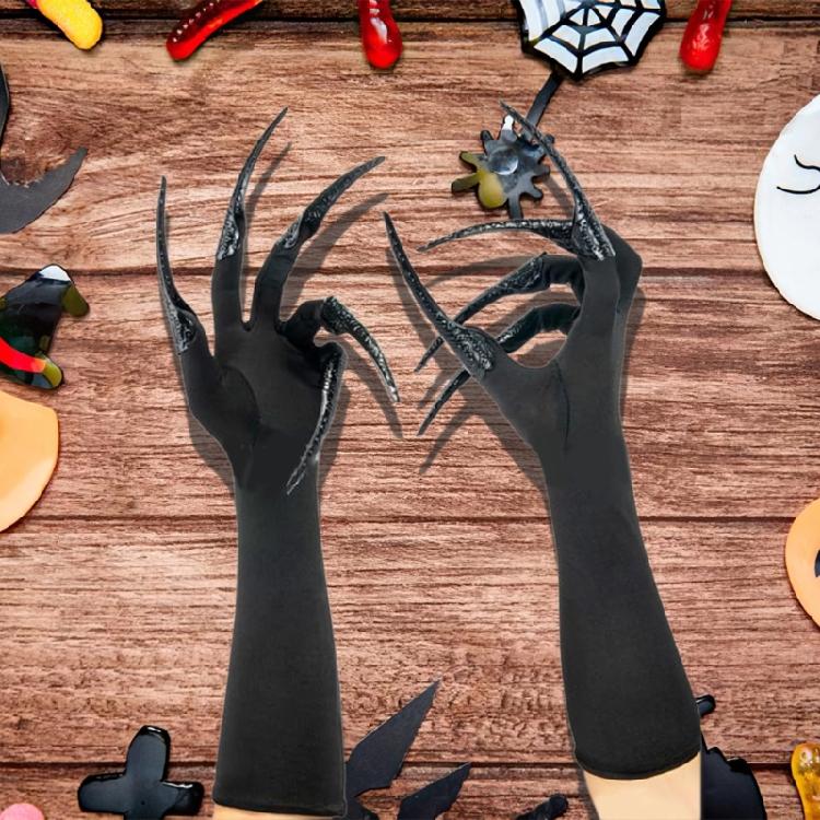 Halloween Kostüm Fingernägel Hexenhandschuhe für Erwachsene Dark Series Lange Nägel Handschuhe Maskeradenhandschuhe Partyzubehör