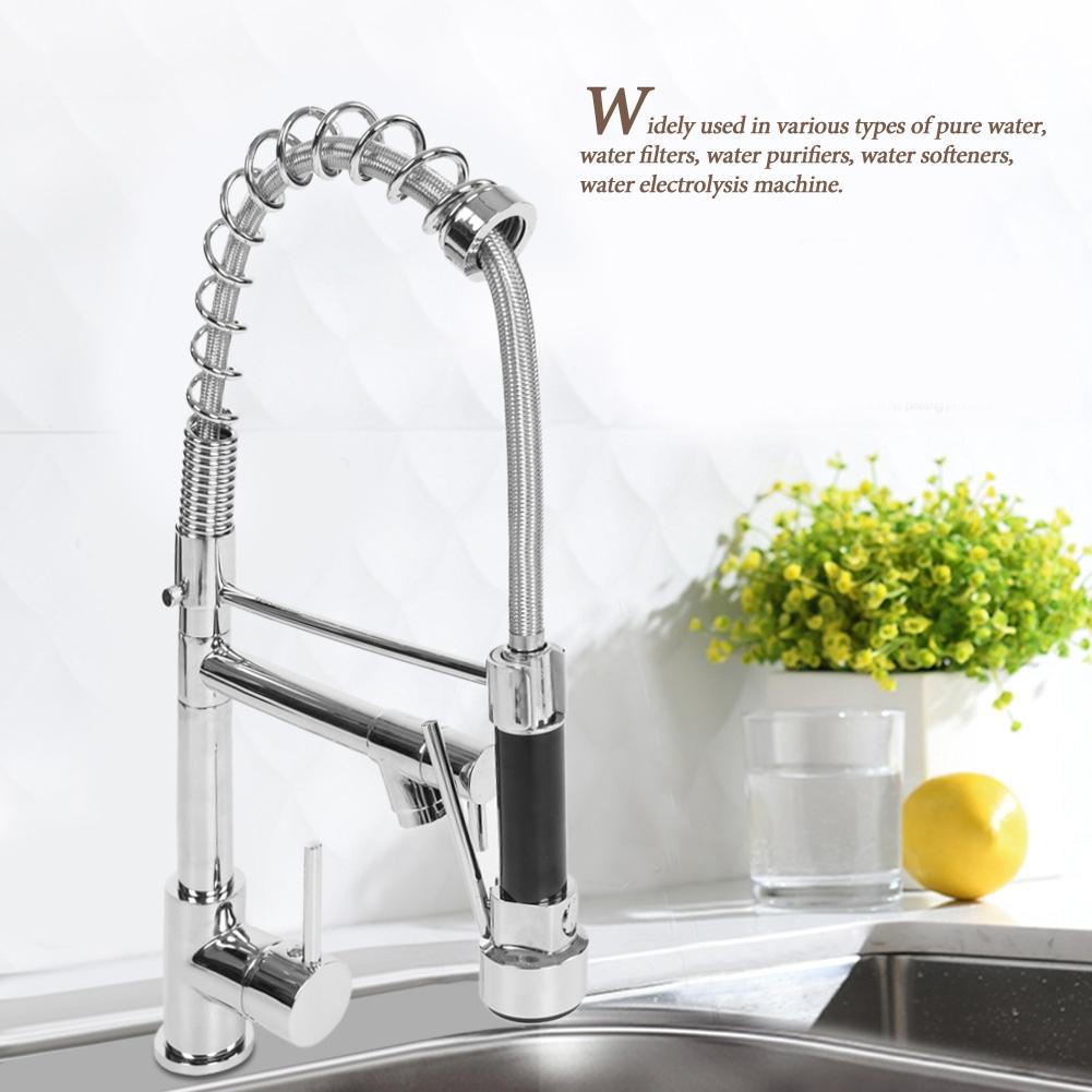 Messing Küchenspüle 3 Griffe Mischbatterie mit Ausziehschlauch Heiß Kalt Wassermischer Hahn #2