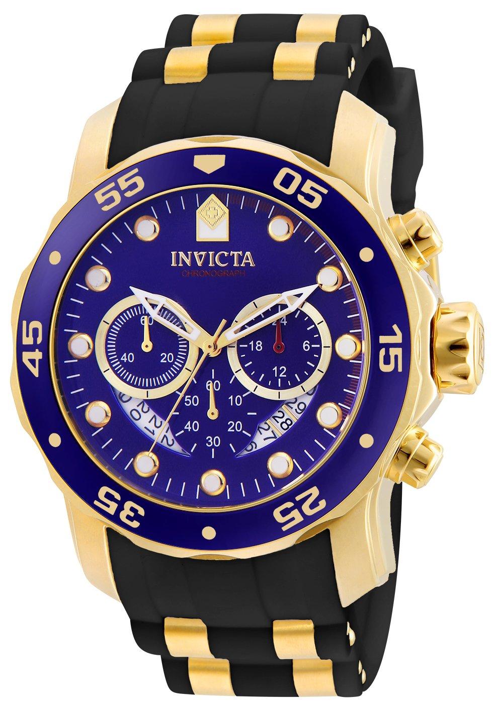 Invicta Pro Diver Кварцевые 48мм Золотой или Черный Нержавеющая Сталь с Полиуретаном Синий Номер Модели Мужские Часы