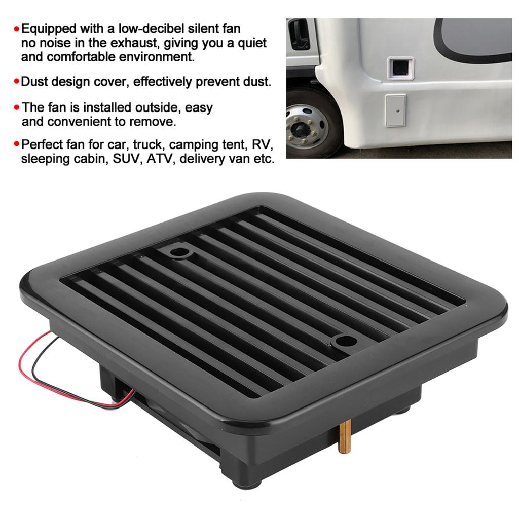 12V 4W Cooling Fan with Shutters Vent One‑Way Side Strong Wind Air Exhaust Car Styling Accessories Side Air Ventilation