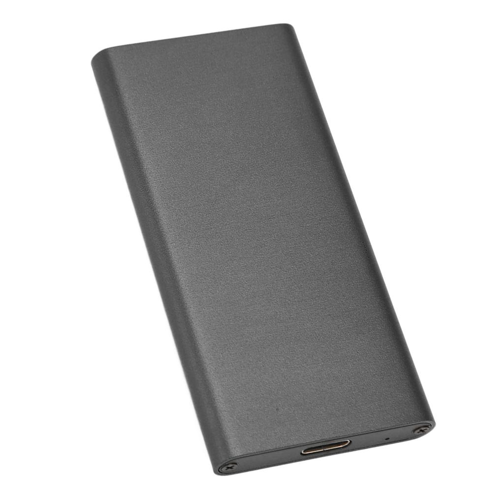 Tyep C to MSATA Enclosure Aluminum Alloy USB3.1 Gen2 Type C High Speed Transmission Solid State Drive Enclosure Black
