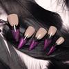 Halloween Press On Nails Medium Almond Fake Nails with Designs Bat Purple French Tip Glossy Glue On Nail 24 Pcs Natural Reusable Acrylic Nail for
