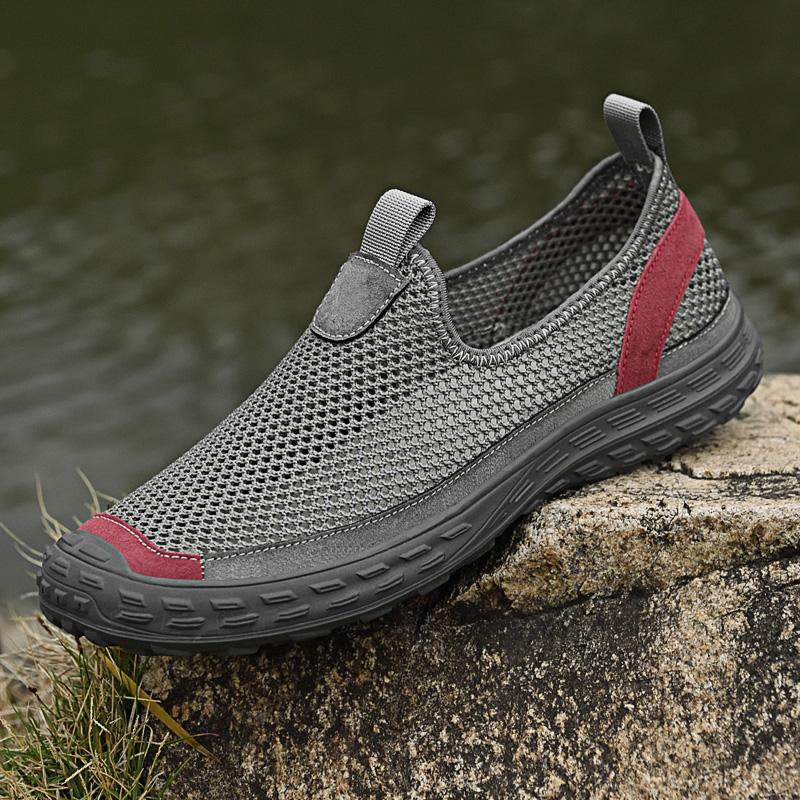 Fashion Breathable Mesh Flats Cool Slip-On Shoes Driving Casual Men's Lazy Loafers Comfortable Male Sneakers Versatile Wading Aqua Shoes