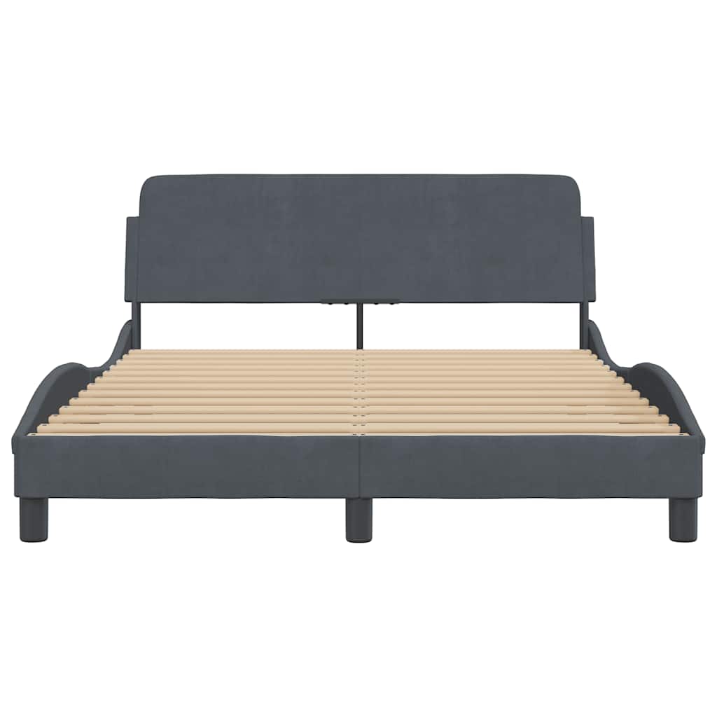 Bed Frame Dover Dark Grey 120 x 200 cm Velvet