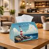 1pc Coastal Lighthouse Landscape Tissue Box Multifunctional, Ocean Cliff Scene Suitable for Home, Parties, And Car Decoration. This Decorative Tissue 