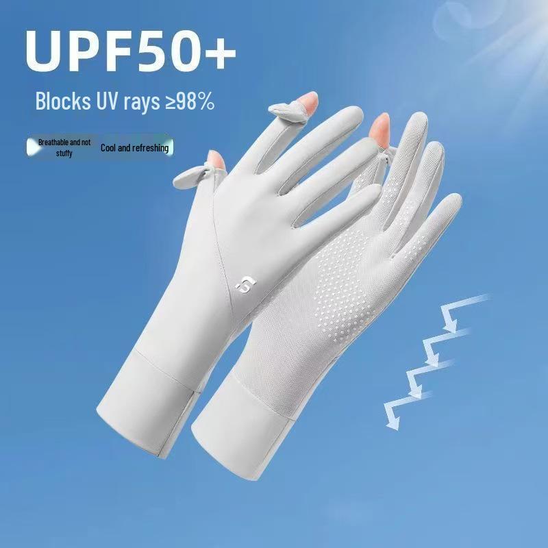Women's Ice Silk UV Protection Flip-Top Cycling & Driving Gloves - Non-Slip, Thin, Extended Summer Sun Protection.