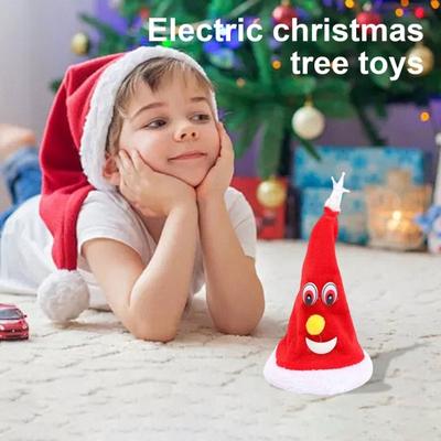 Electric Christmas Tree Swing Santa Hat Battery Powered Festive Decoration Swinging Dancing Tree for Table Centerpiece Child Toy