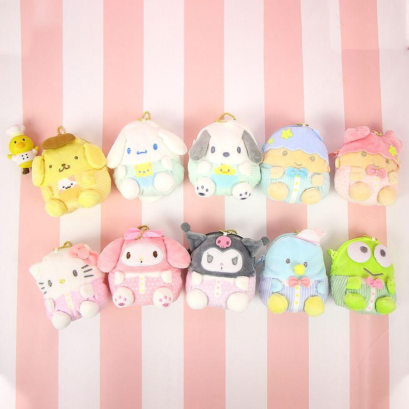 Adorable Kawaii Kuromi My Melody Plush Coin Bag And Soft Keychain Pendant Handbag Accessories