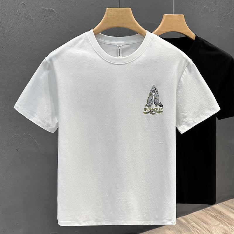 Aktualisiertes Sommer Herren Baumwolle Bedrucktes Dünnes Kurzarm-T-Shirt Herren T-Shirt Top