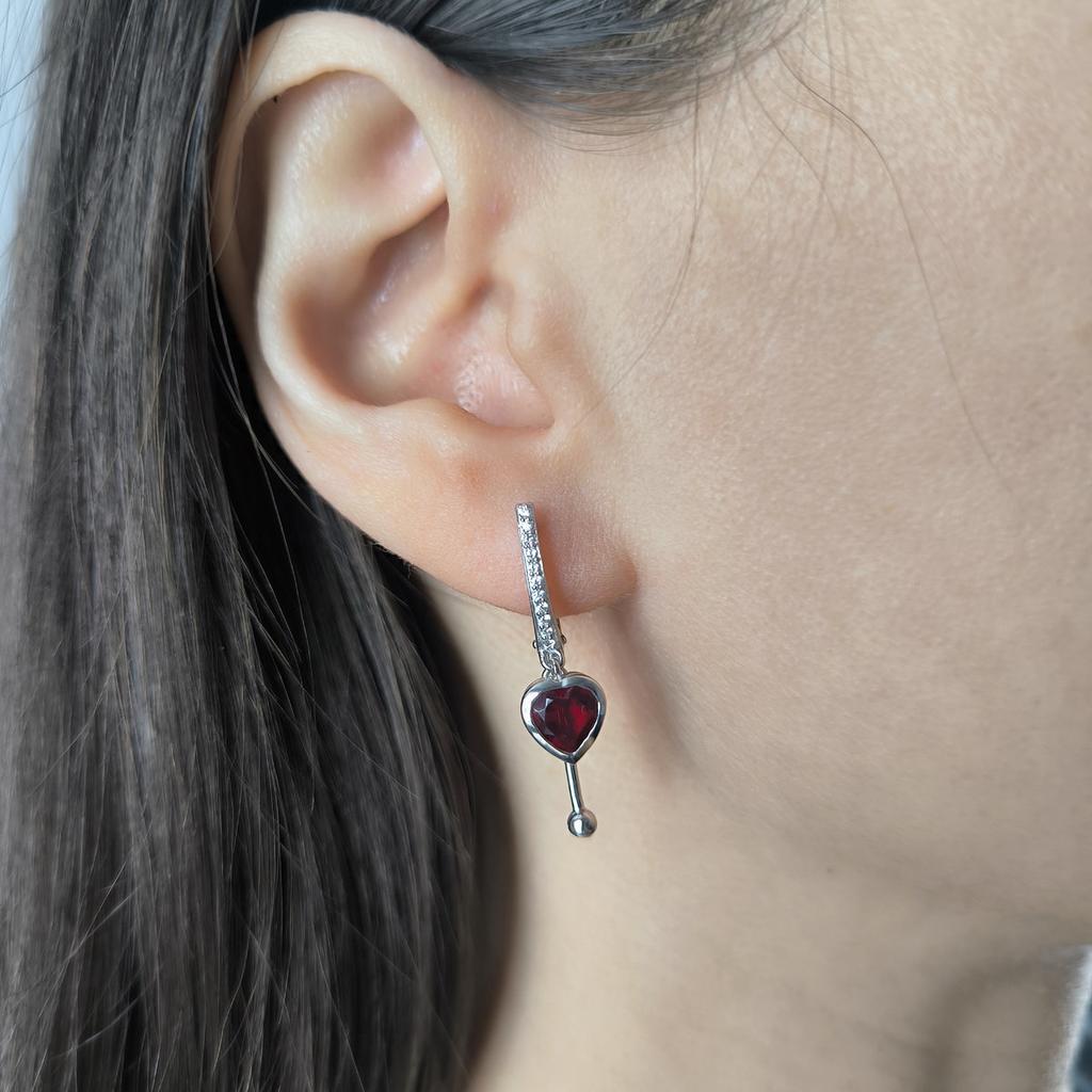 Серебряные серьги с искусственным гранатом nano 1.61ct (60002404)