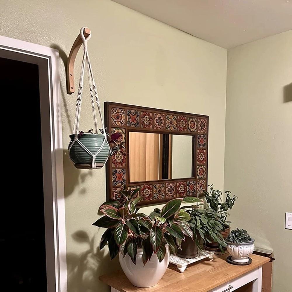 2pcs Hanging Decor Natural Wood Wall Plant Hangers Hook Design Hanging Bracket Hanging Flower Pot Flower Bracket Home Decor