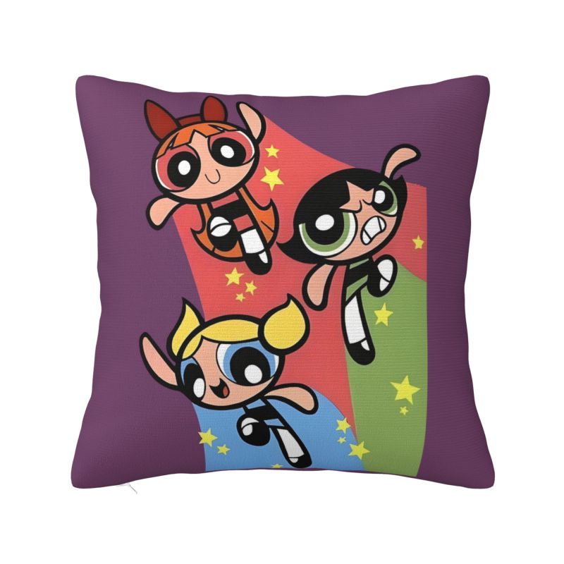 Custom Fashion The P-PowerPuffs Girls Cushion Covers 40x40cm Soft Cartoons Pillow Case for Car Square Pillowcase