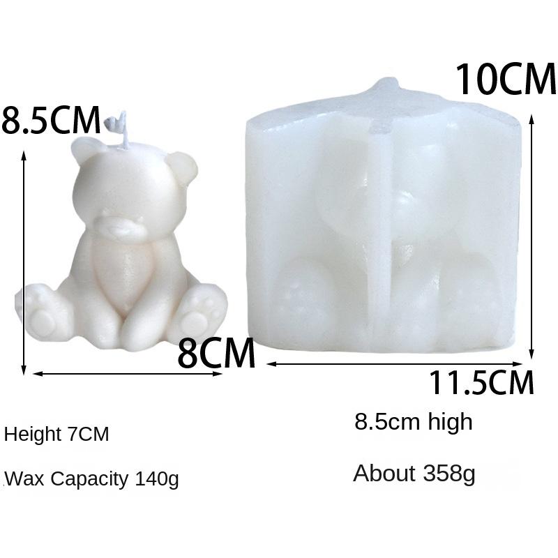 3D Sitting Bear Silicone Candle Mold Cute Bear Aromatherapy Candle Making Mold DIY Soap Plaster Resin Casting Mould Home Decor