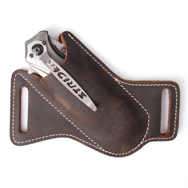 

1pc Sheath Cover Pants Protector Bag Cowhide Fold Knife Leather Sheath Scabbard Straight Pocket Knife Cover Bag Outdoor Tool