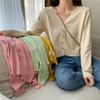 Knitted sweater for women, small man, solid color jacket, short cardigan V-neck inside with long-sleeved sweater, small simple student