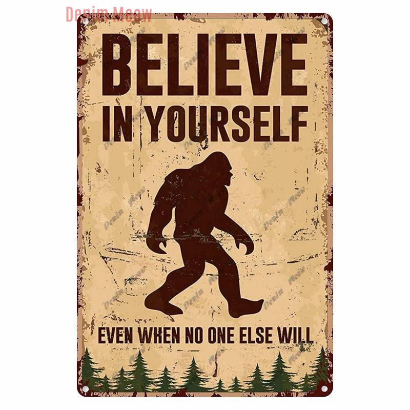 Vintage Bigfoot Crossing Metal Wall Decor, Warning Bigfoot Area, Tin Signs, Retro Decorative Stickers, Home Decor,  WY288
