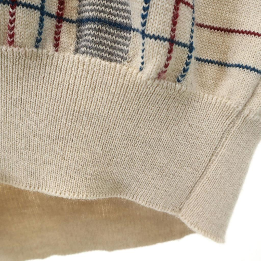 Pringle 80er Jahre Alt Vintage Karomuster Langarm V-Ausschnitt Strick L Pullover Herren Gebraucht