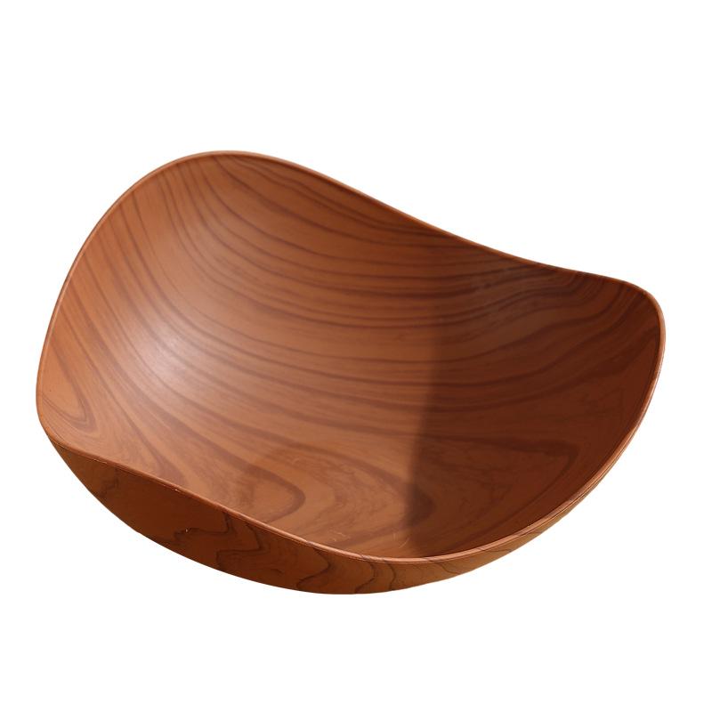 Creative Geometric Wood Grain Fruit Bowl - Retro Chinese Candy & Snack Display