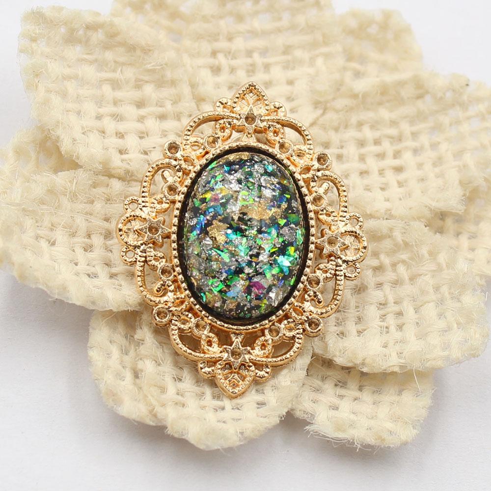 

Gold 10 piece set 27 * 33mm flat back oval glitter resin flower plate DIY clothing hair accessories bow flower accessories