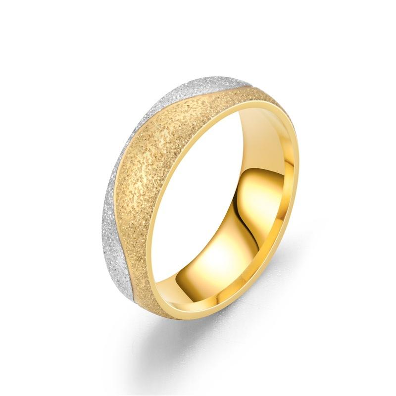 Fashion Titanium Steel Couple Diamond Ring, Matte 18K Gold-plated Men's and Women's Ring Jewelry
