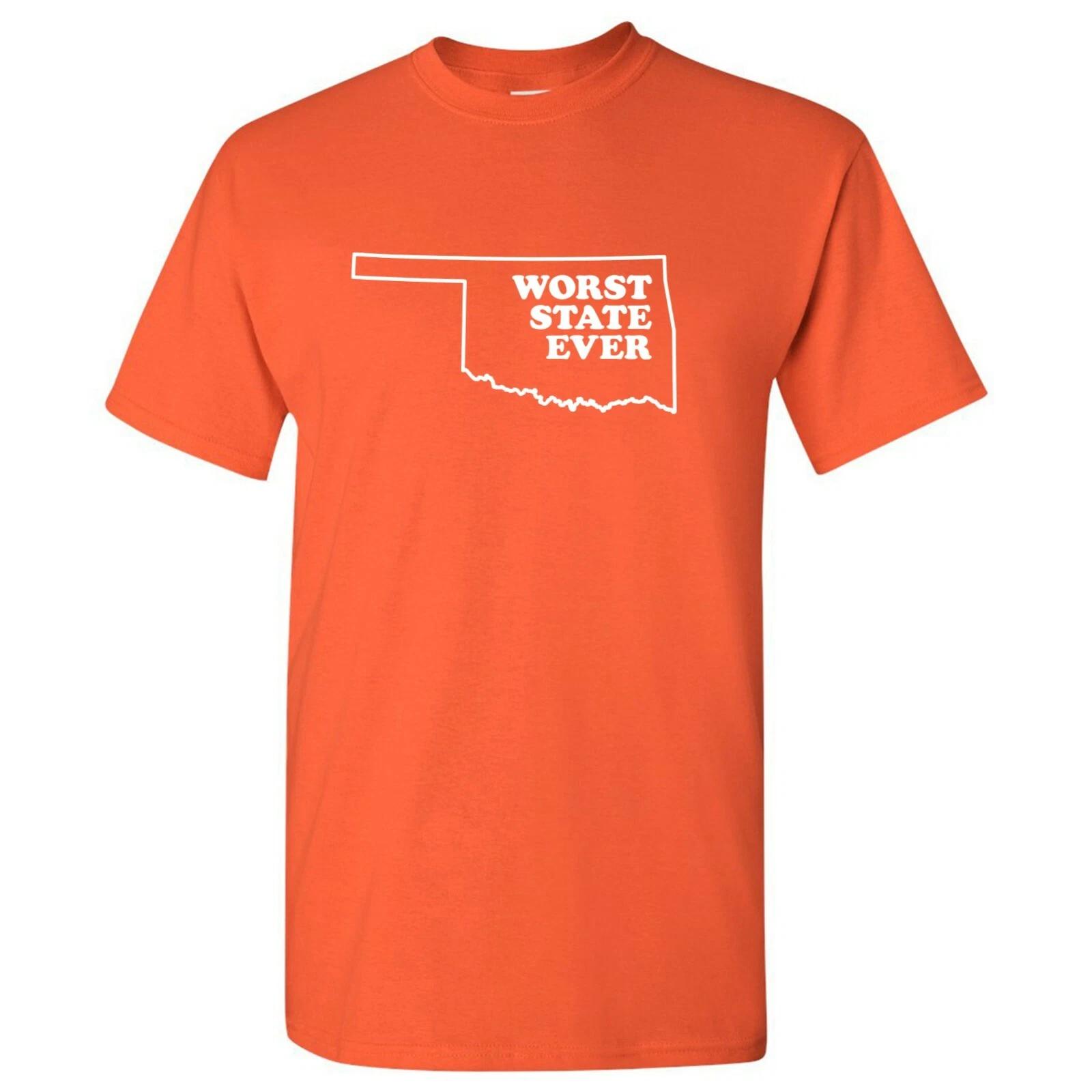 Oklahoma Worst State Ever Basic Cotton T-Shirt - Orange S