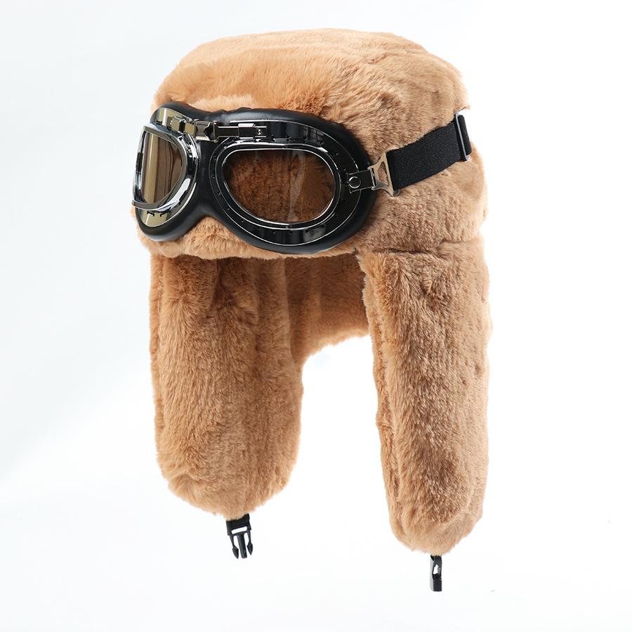 Autumn and winter new retro goggles Lei Feng hat full hair imitation rabbit hair fleece ear protector hat ski hat