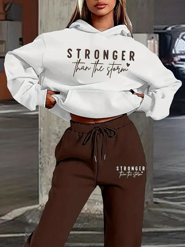 Burgundy Simple Hooded Sweater Corset Sweatpants Casual Two-piece Suit Women
