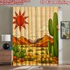 2D Flat Printing 2pcs Curtain Window Curtains Desert Sun with Cactus Digital Printed Polyester Drapes All Season Party & Holiday