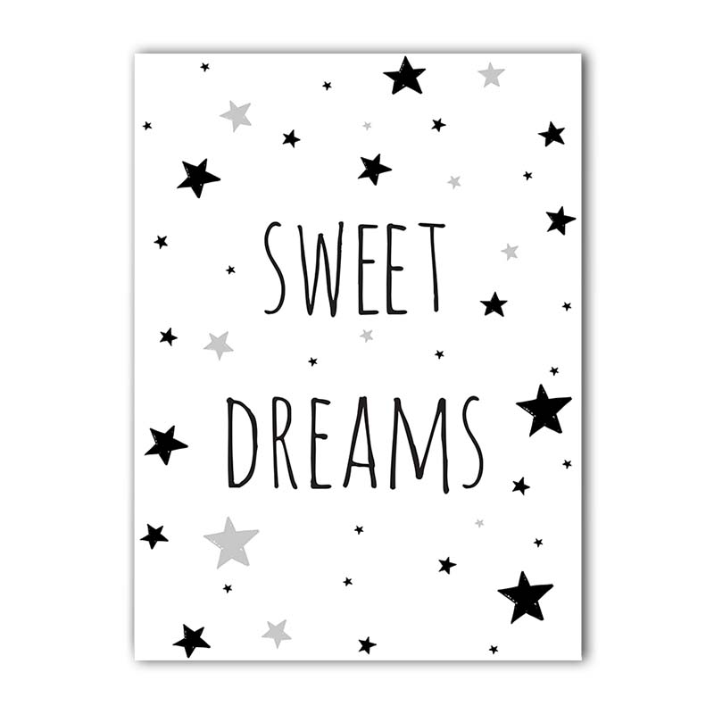 Nursery Wall Art, Black White Moon Star Canvas Painting, I Love You To The Quotes Poster Print for Kids Boy Girl Bedroom Decor