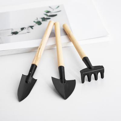 Set de 3 Petits Outils de Jardinage Manche en Bois Pelle à Main Râteau Truelle Outils à Main de Jardinage Métal Robuste pour Balcon Succulentes Pots de Fleurs Plantation