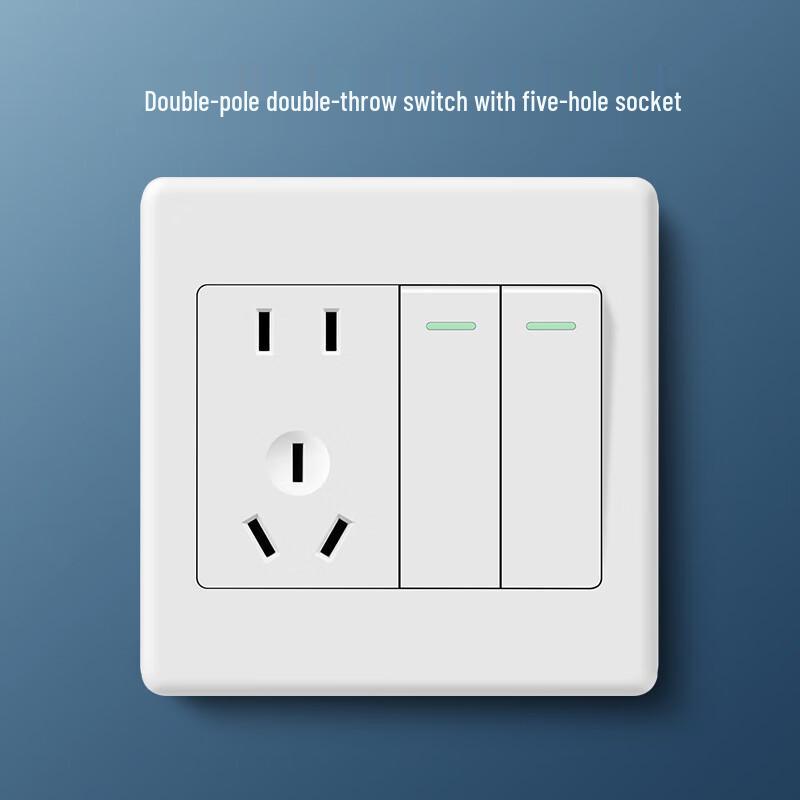 

Ruide Tai Type 86 White Wall Socket & Double-Control Switch Panel CN plug (adapter included)