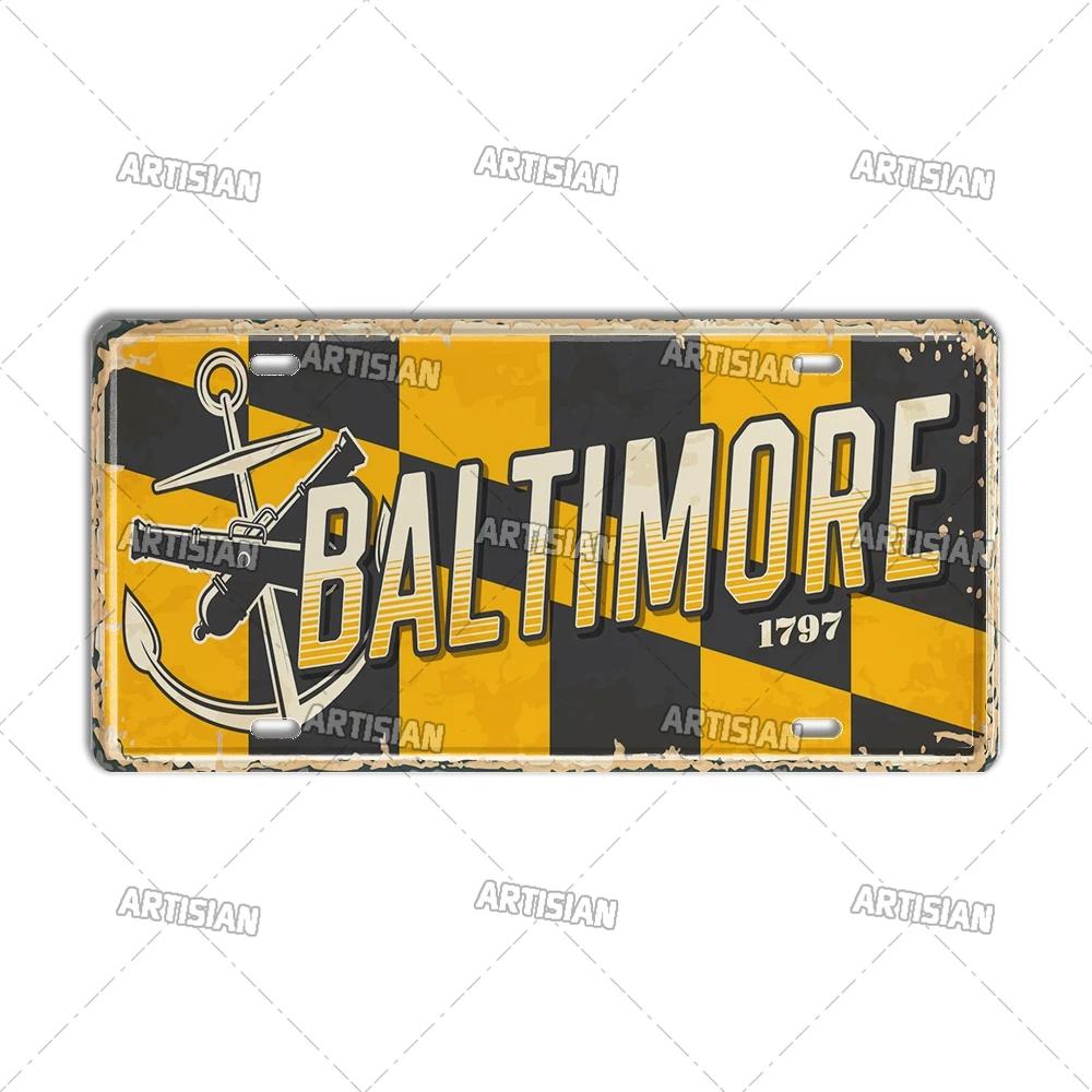 USA License Plate Landmark Metal Wall Sculpture|US City/State Design,Tin Plaque,Halloween&Christmas Gift,Garage/Bar/Cafe Decor