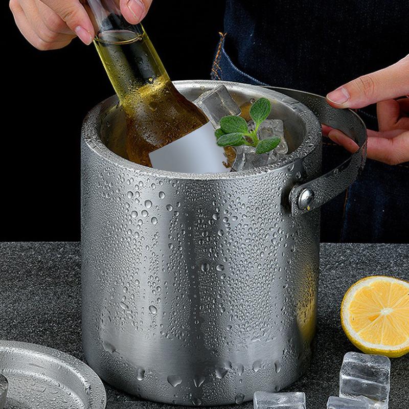 1.6/2/3/4L Stainless Steel Ice Bucket Insulated Ice Bucket With Lid Bar Party Whiskey Beverage Tools Beer Wine Bottle Container