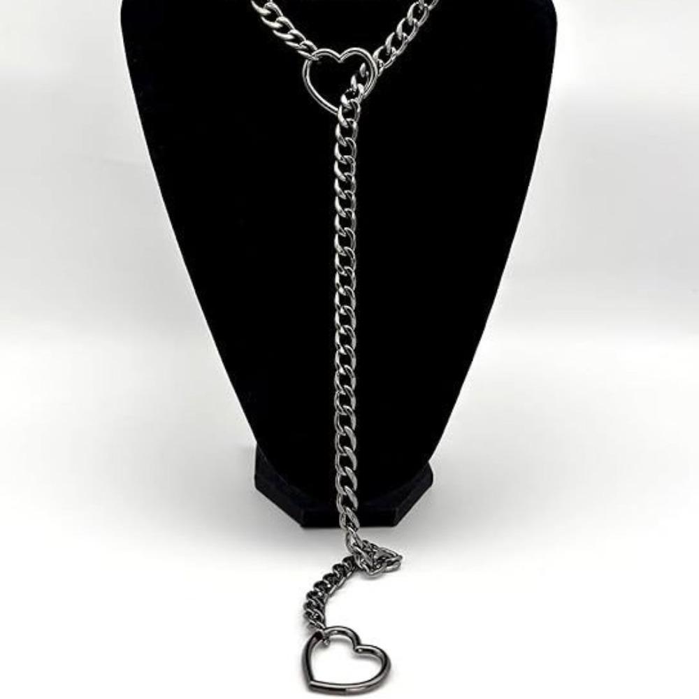 Europäische und amerikanische Persönlichkeit PU-Leder Liebeskreis O Kragen Halskette Punk Kette Herzschloss Anhänger Nackenband Schlüsselbeinkette