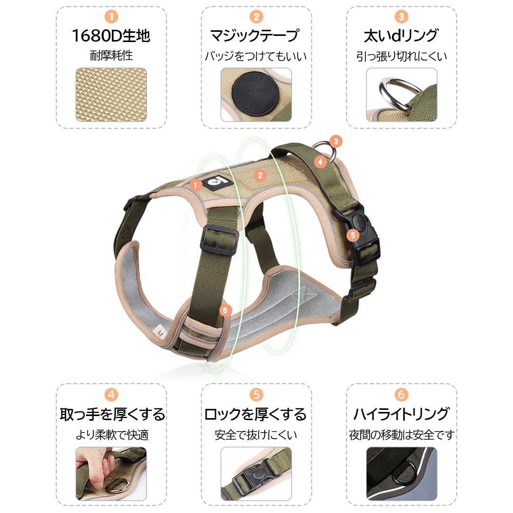 YFFSFDC Dog Adjustable Dog Harness Set with Back Attachable Name for and Extra Large Includes Walking Night Adjustable Oxford Fabric Outdoor Dog