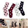 4 Pairs Womens Casual Crew Socks Elastic Fit Flocking Heart Pattern Soft Nylon Fabric Calf Socks for Comfort and Fashion