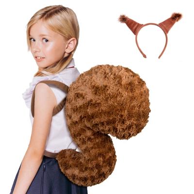 Čelenka s veveričími ušami a chvostom Zvierací kostým veveričky Súprava veveričích uší a chvosta na Halloweensku párty Maškarný kostým Cosplay
