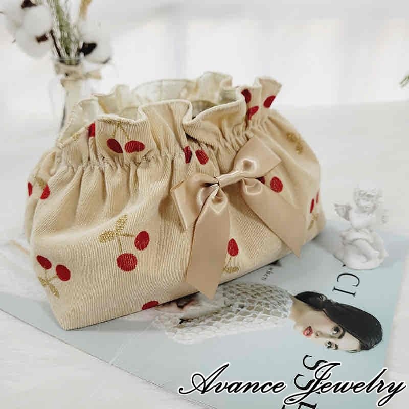 AVANCE Cherry Makeup Storage Small Item Cosmetic Popular and Stylish Travel Cosmetic Black and Red Pouch, Pouch, Organizer, Pouch, Pouch, Storage,