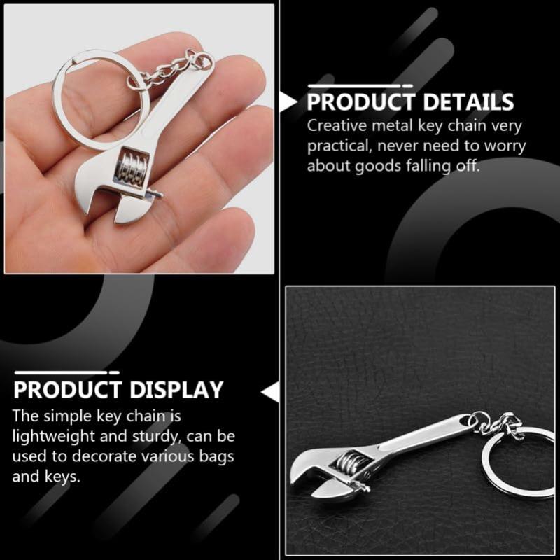 Creative Keychain Set – Mini Adjustable Wrench Keychain + Cute Edamame Fidget Squeeze Toy Keychain for Stress Relief and Gifts