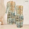 Women Plus Size Printed Two Piece Set Long Sleeve Open Front Long Cardigan Sleeveless Bodycon Dress