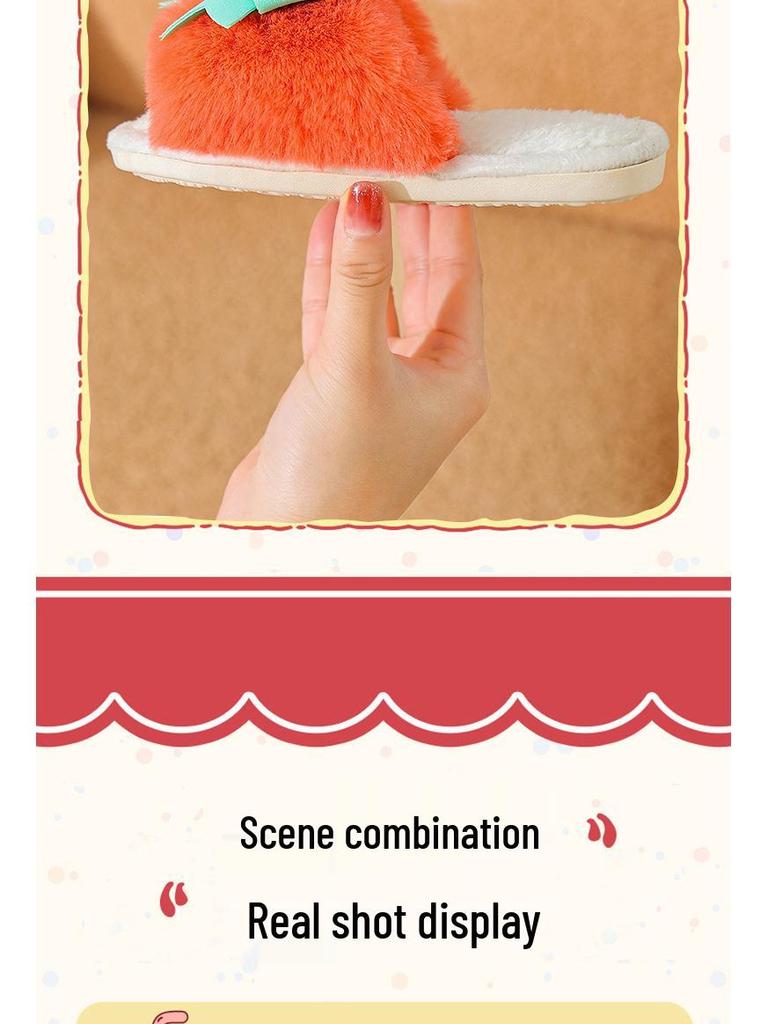 Girls' Winter Warm Plush Swallowtail Bow Cotton Slippers - Soft Sole, Non-slip, Plus Velvet, 2025 Edition