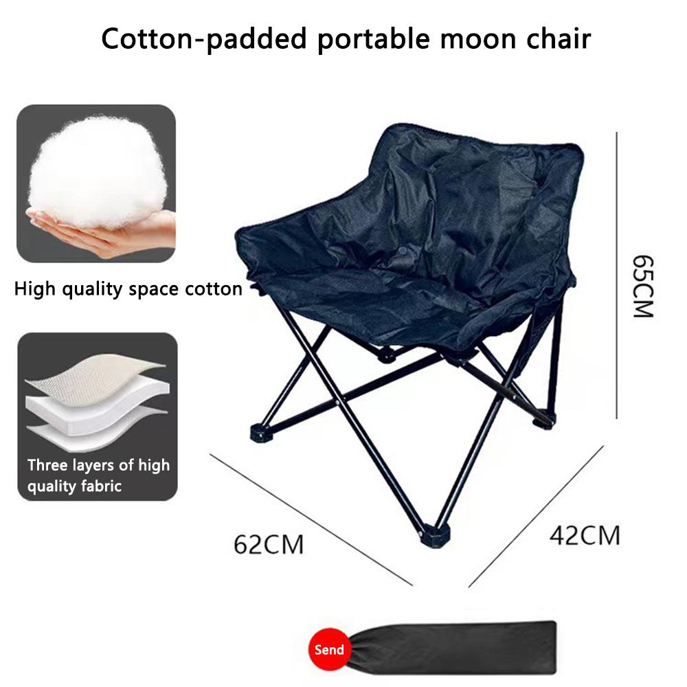 Padded Comfy Folding Camping Chair High-Back Adjustable Moon Chair Supports 550lbs for Camping & Outdoor Sketching, Hiking