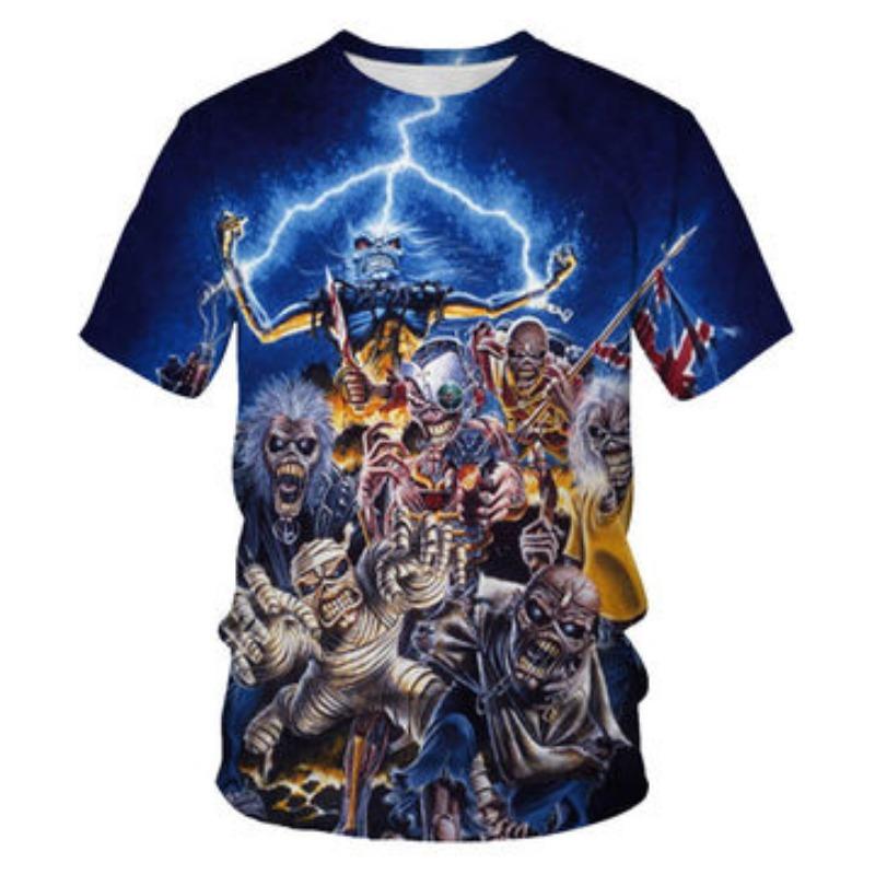 Popular Men's New Living Dead 3 D Printing Rock Round Collar Short Sleeve T-shirt Fashion Leisure T-shirt of Heavy Metals