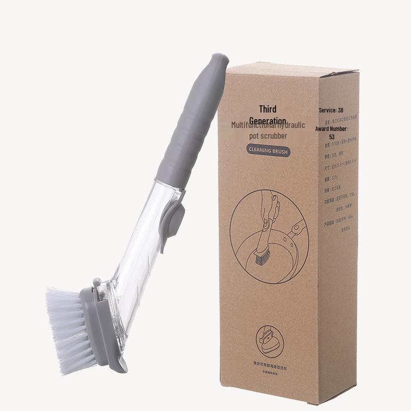 Automatic Liquid Dispensing Dishwashing Brush with Long Handle - Multifunctional Kitchen Cleaner