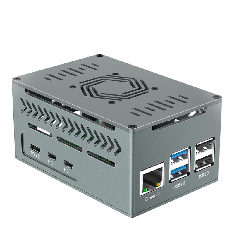 

Aluminum Alloy Protective Shell Enclosure Meshes Housing Case Shell with Cooling Fan Heatsinks for 5 1