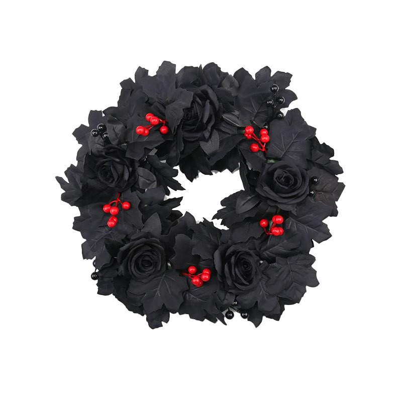 Maple Leaf Wreath Door Decor Fall Harvest Festival Thanksgiving Home Decoration Artificial Floral Garland