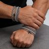 Punk Hip-Hop Stainless Steel Cross Rhinestones Chain Bracelet Set for Men Women Vacation Date Casual Jewelry Gift